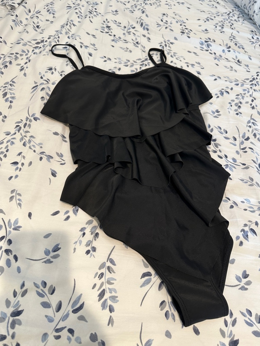 Black Ruffle Tier One-Piece Swimsuit - Picture 2 of 5